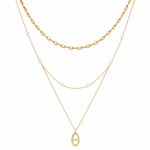 Collier NAÉLYS – Triple Rang Doré & Perles